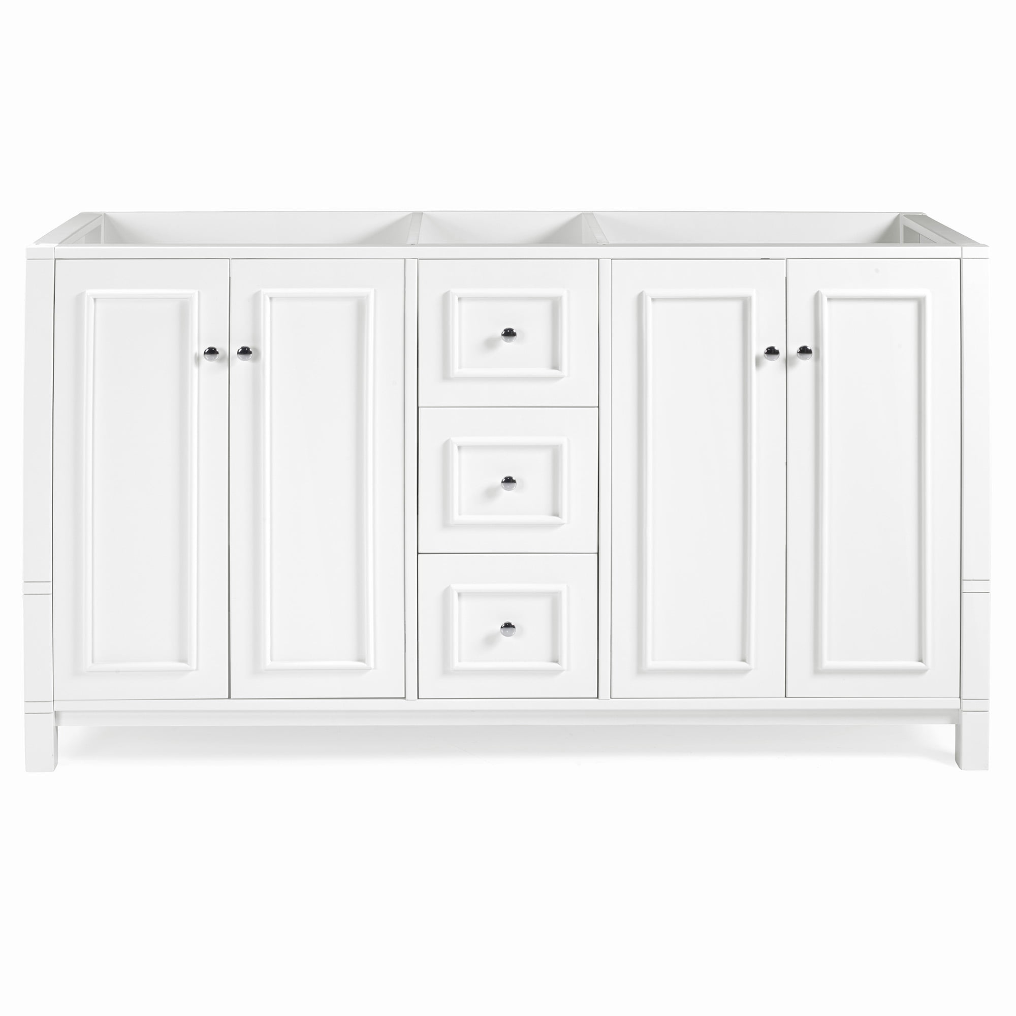 Alaterre Furniture Williamsburg 60"W White Wood Vanity Cabinet Only