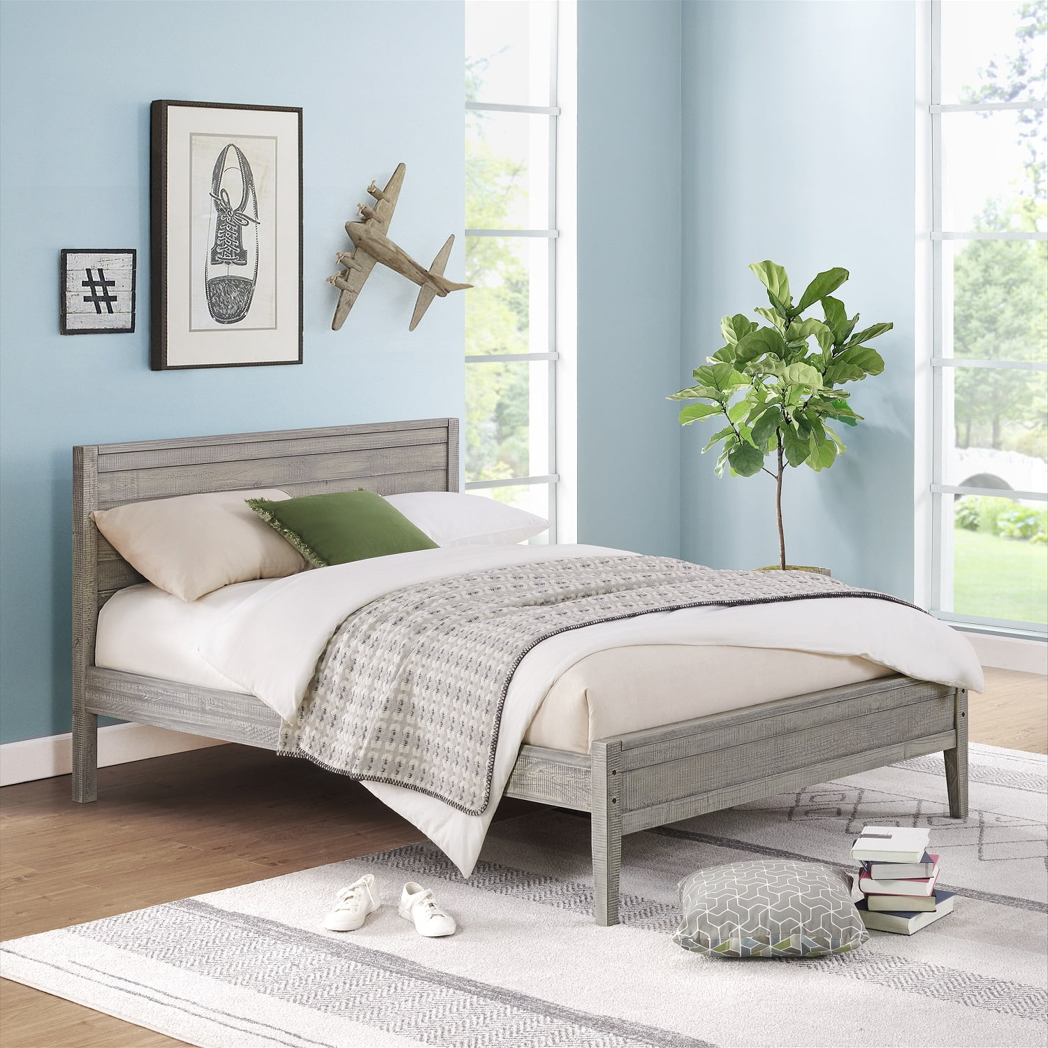 Alaterre Furniture Windsor Panel Wood Full Bed, Driftwood Gray