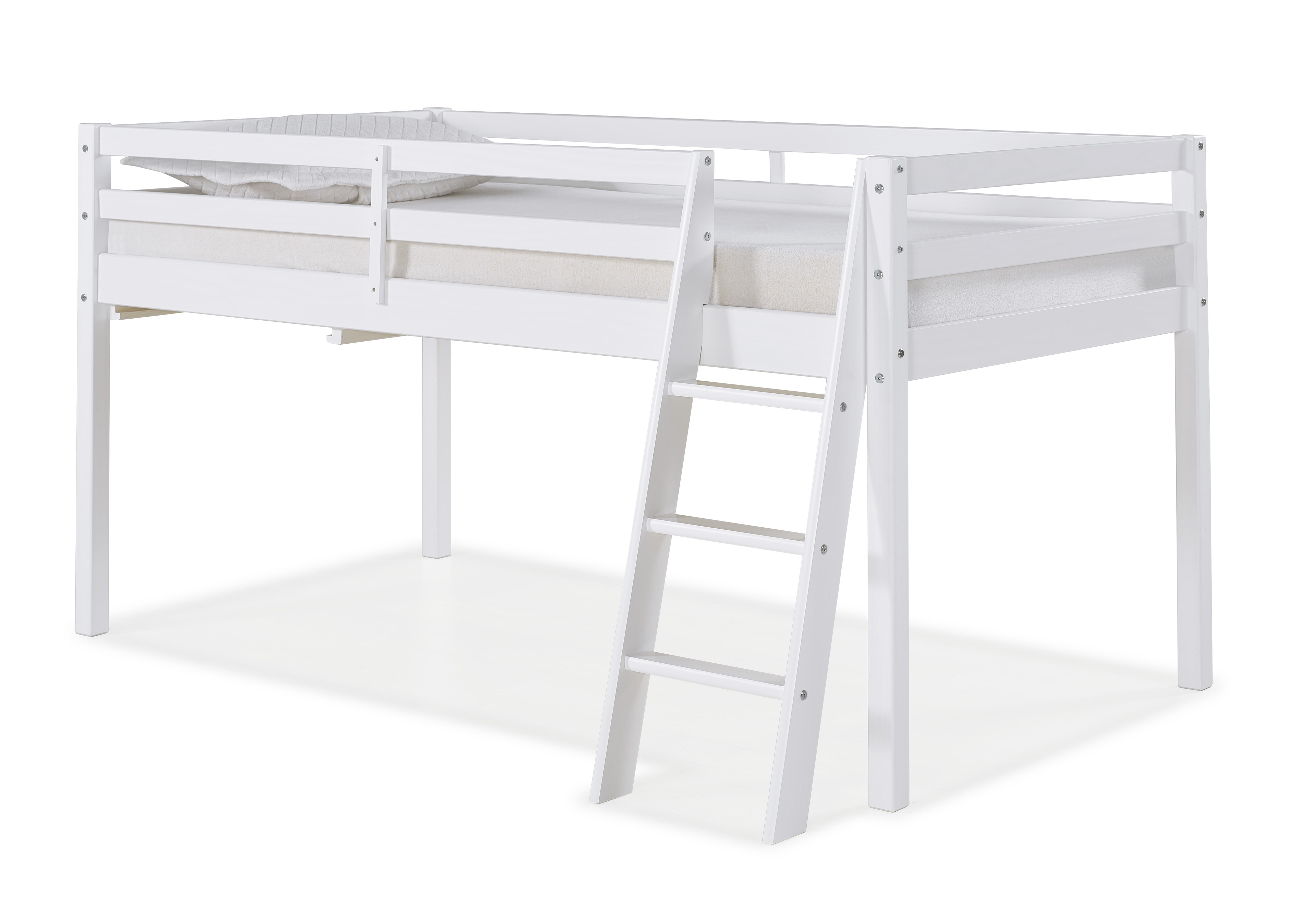 Twin Roxy Junior Kids' Loft Bed White - Bolton Furniture: Low Loft Bed, Brazilian Pine Frame, Unupholstered, All Ages