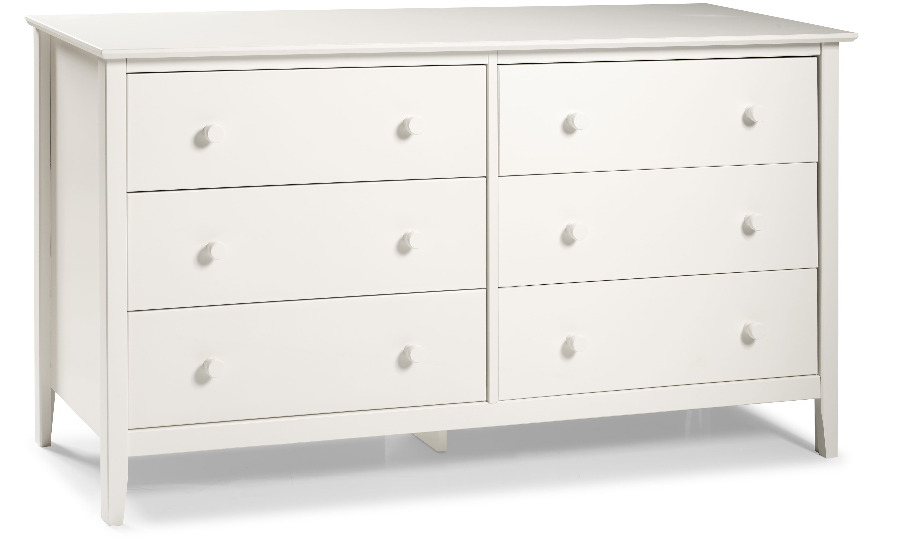 Alaterre Furniture Simplicity 6-Drawer Dresser for Kids Bedroom, Sturdy Brazilian Pine and Pine Veneers, White Finish with Metal Drawer Glides