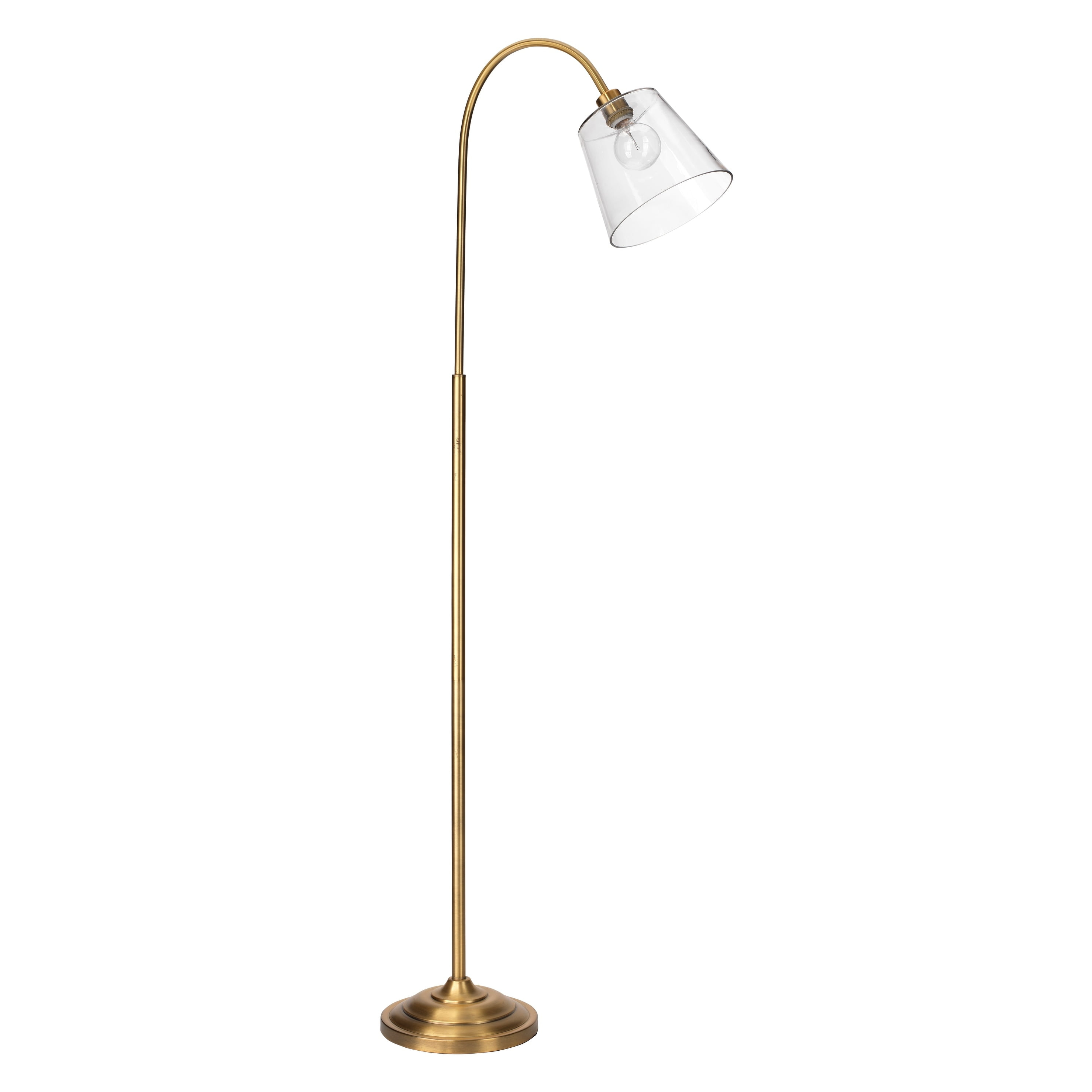 Alden Décor Aria Iron and Glass Floor Lamp, Bronze Brass