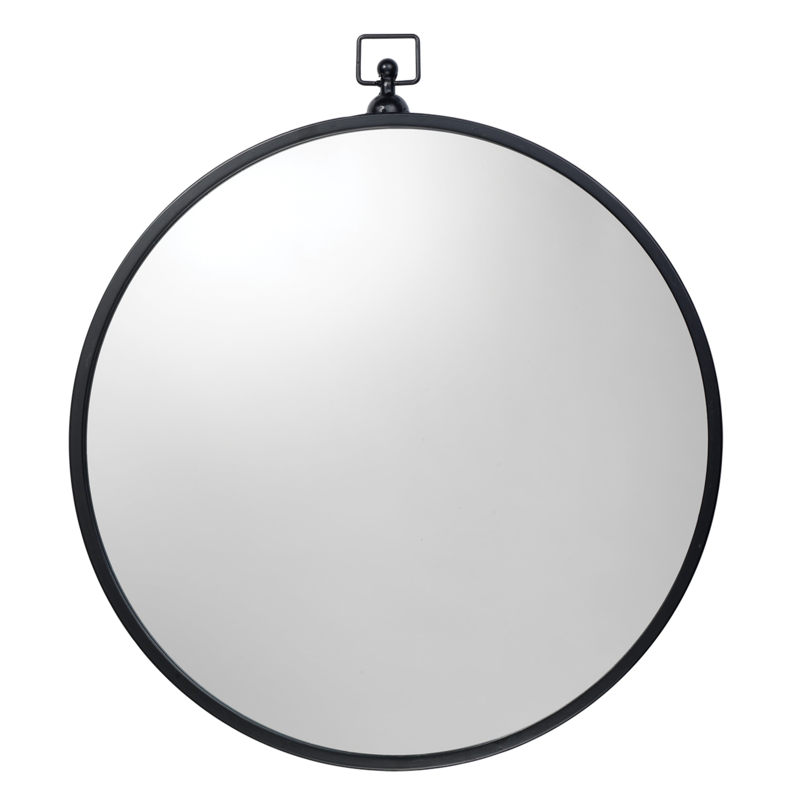 Alden Décor Hannah Iron Round Mirror, Black Black Black