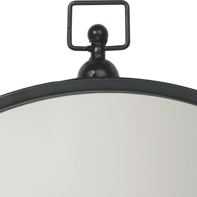 Alden Décor Hannah Iron Round Mirror, Black Black Black