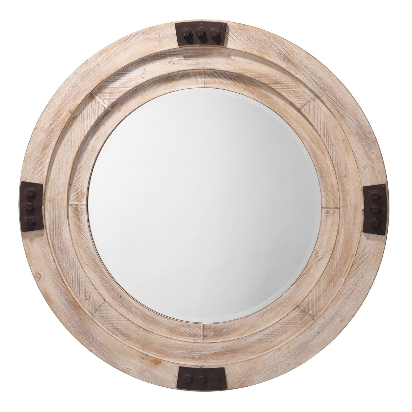 Alden Décor Nowelle Wood Mirror, White Washed - White Washed