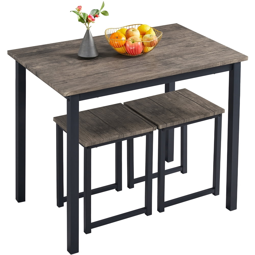 Alden Design 3pcs Industrial Dining Set, Drift Brown