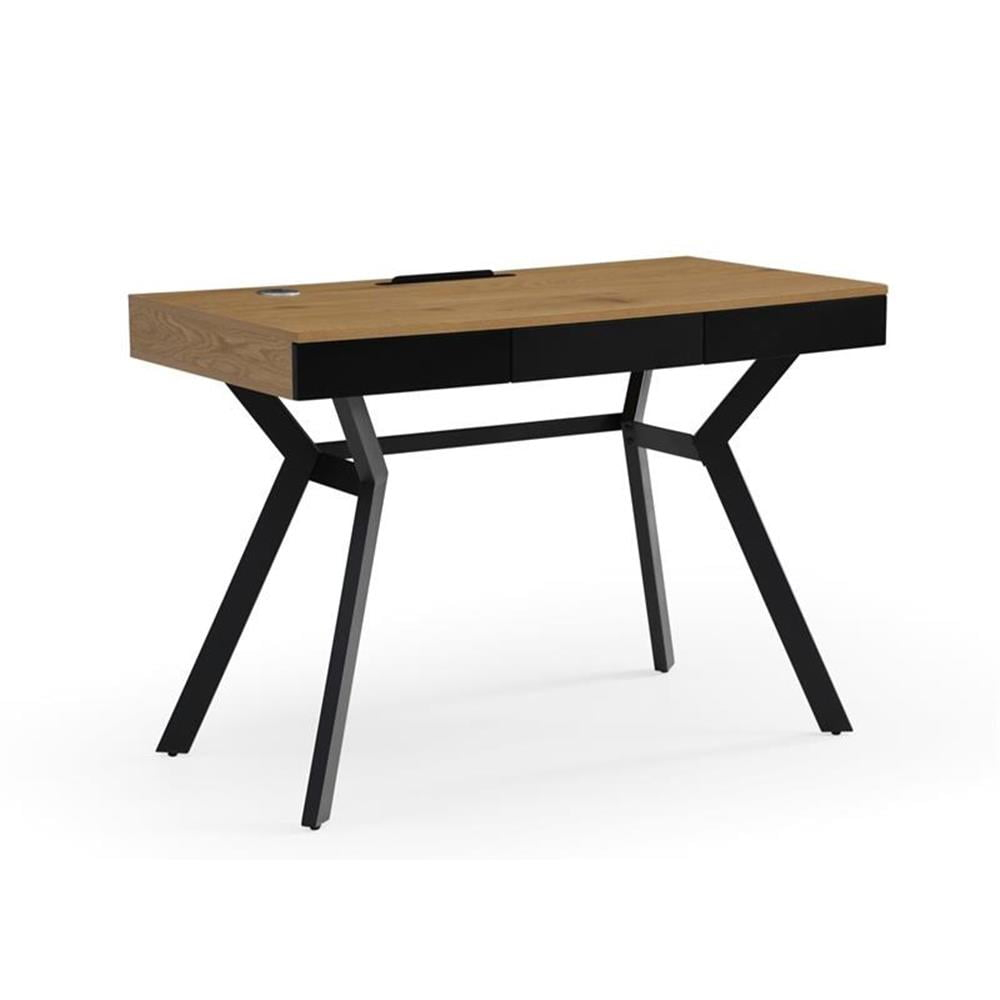 Aleeah Wooden Desk Natural/Black 43.3L x 21.6W x 30H 3 Storage Drawers
