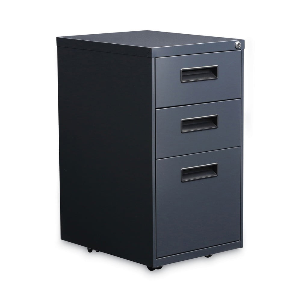 Alera 3-Drawer Lockable Steel Pedestal File Cabinet, Charcoal