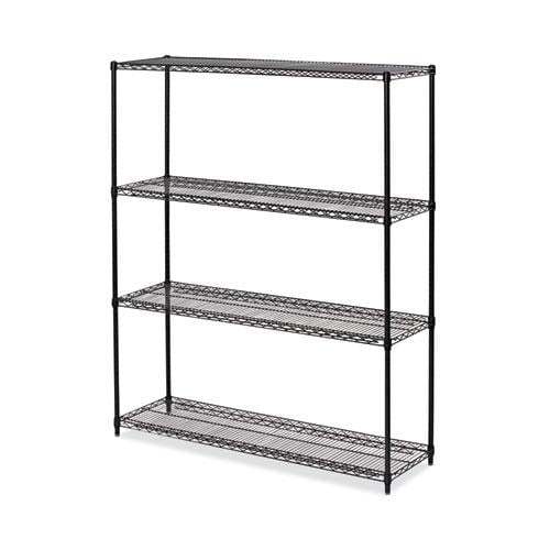 Alera All-Purpose Wire Shelving Starter Kit, Four-Shelf, 60w x 18d x 72h, Black Anthracite Plus