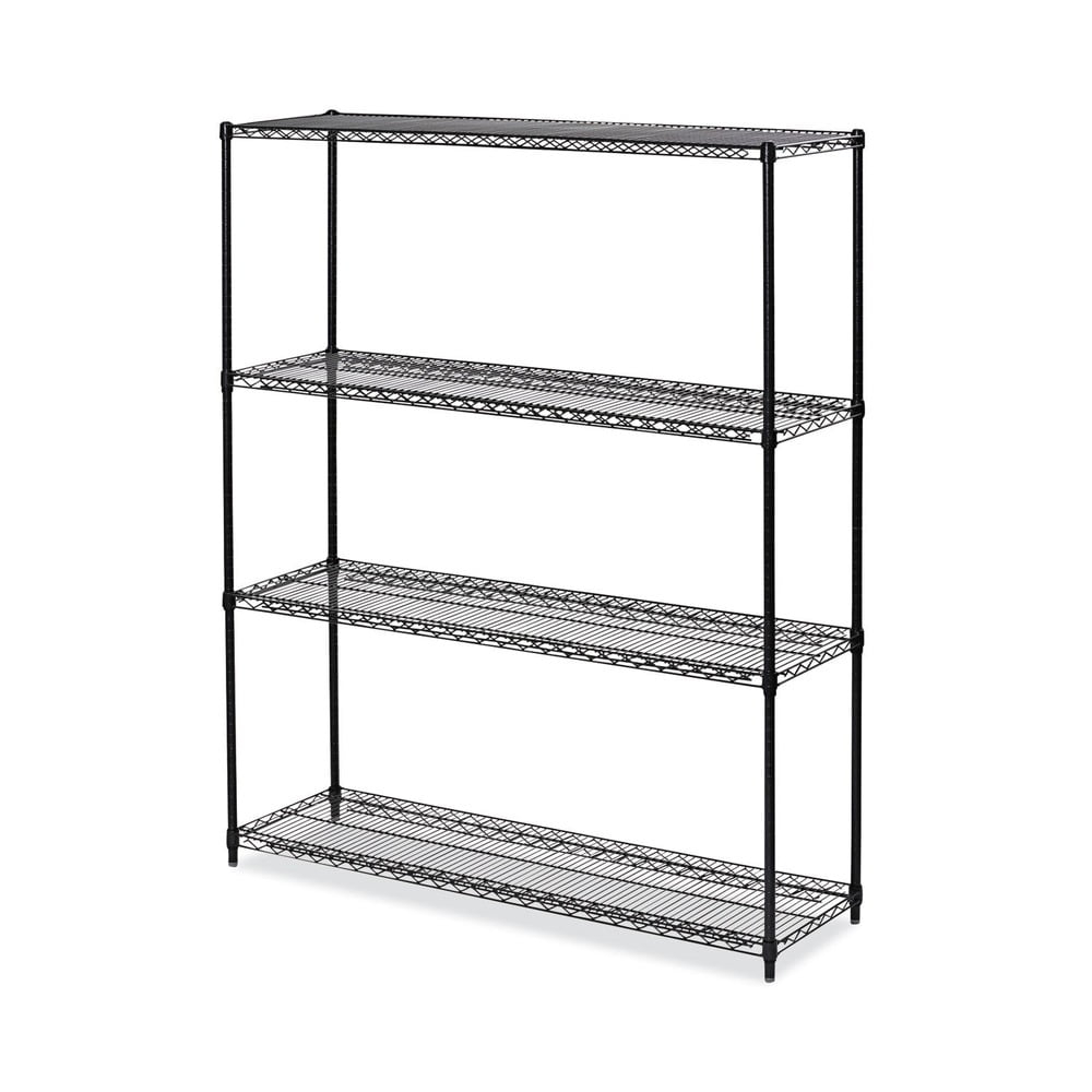 Alera All-Purpose Wire Shelving Starter Kit, Four-Shelf, 60w x 18d x 72h, Black Anthracite Plus