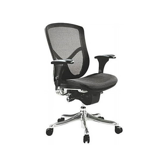 Alera EQ Series Ergonomic Multifunction Mid-Back Mesh Chair, Supports Up to 250 lb, Black Seat/Back, Aluminum Base