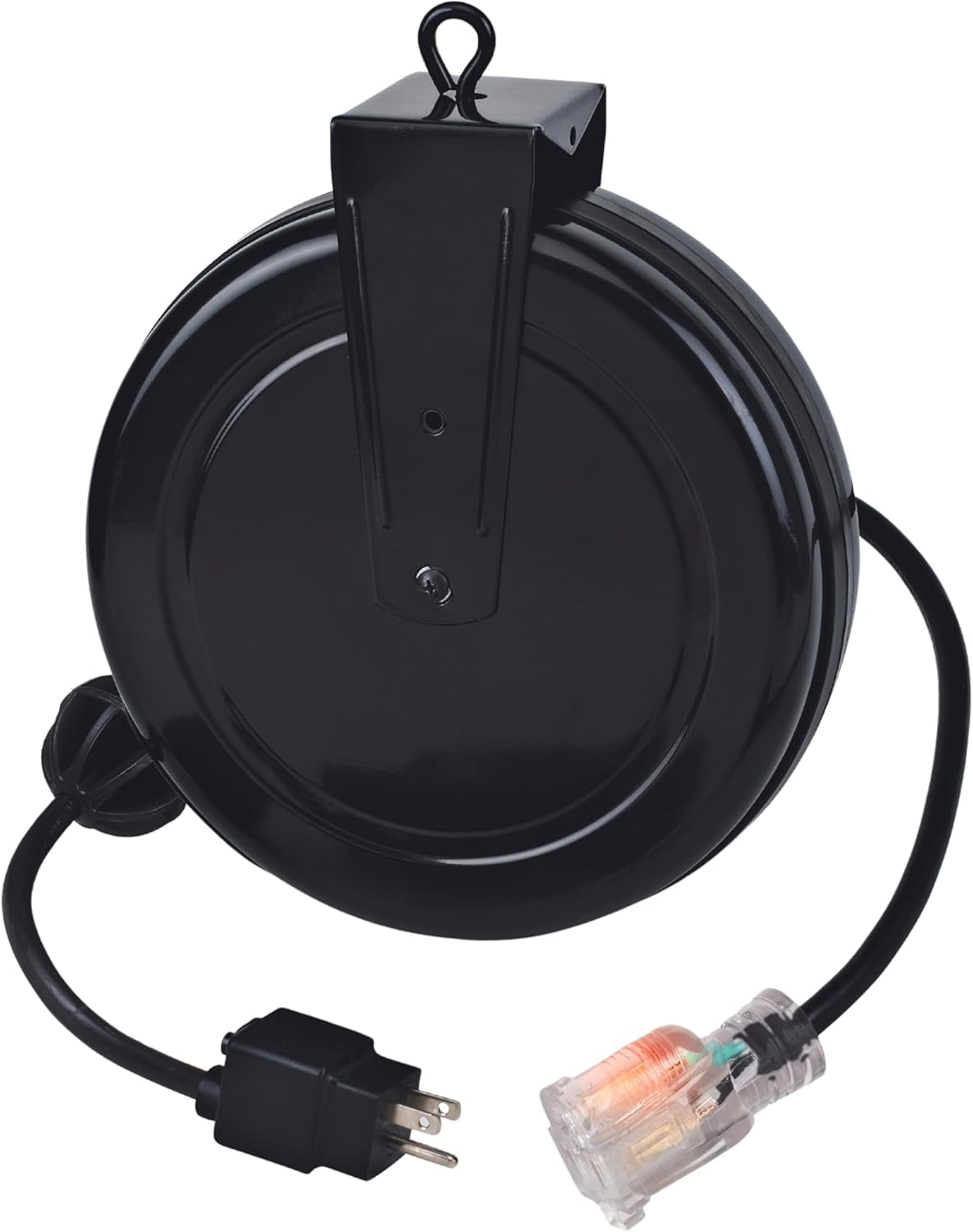 Alert ProReel 5030MFR Heavy-Duty Reverse Wired Retractable Cord Reel | 30' - 14/3 SJTW Cord | Single Grounded Outlet with Power Light | 13amp Circuit Breaker