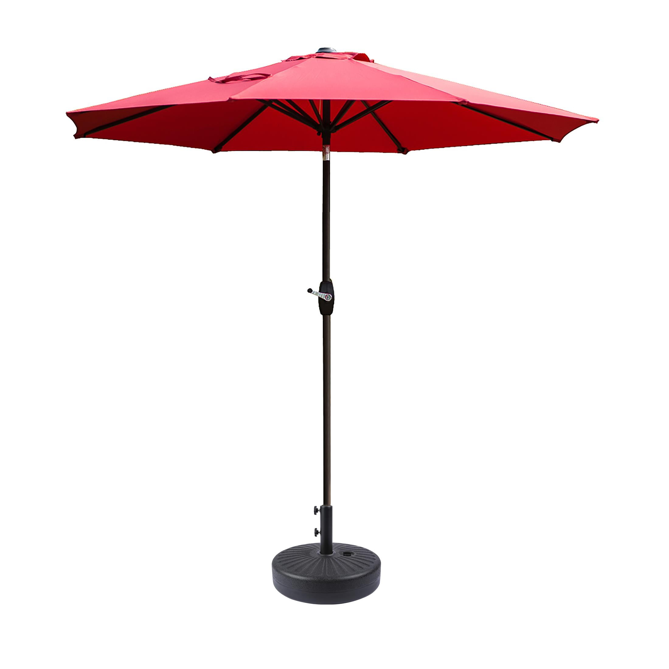 Alexander 9 ft. Patio Umbrella with Round Plastic Base, Red