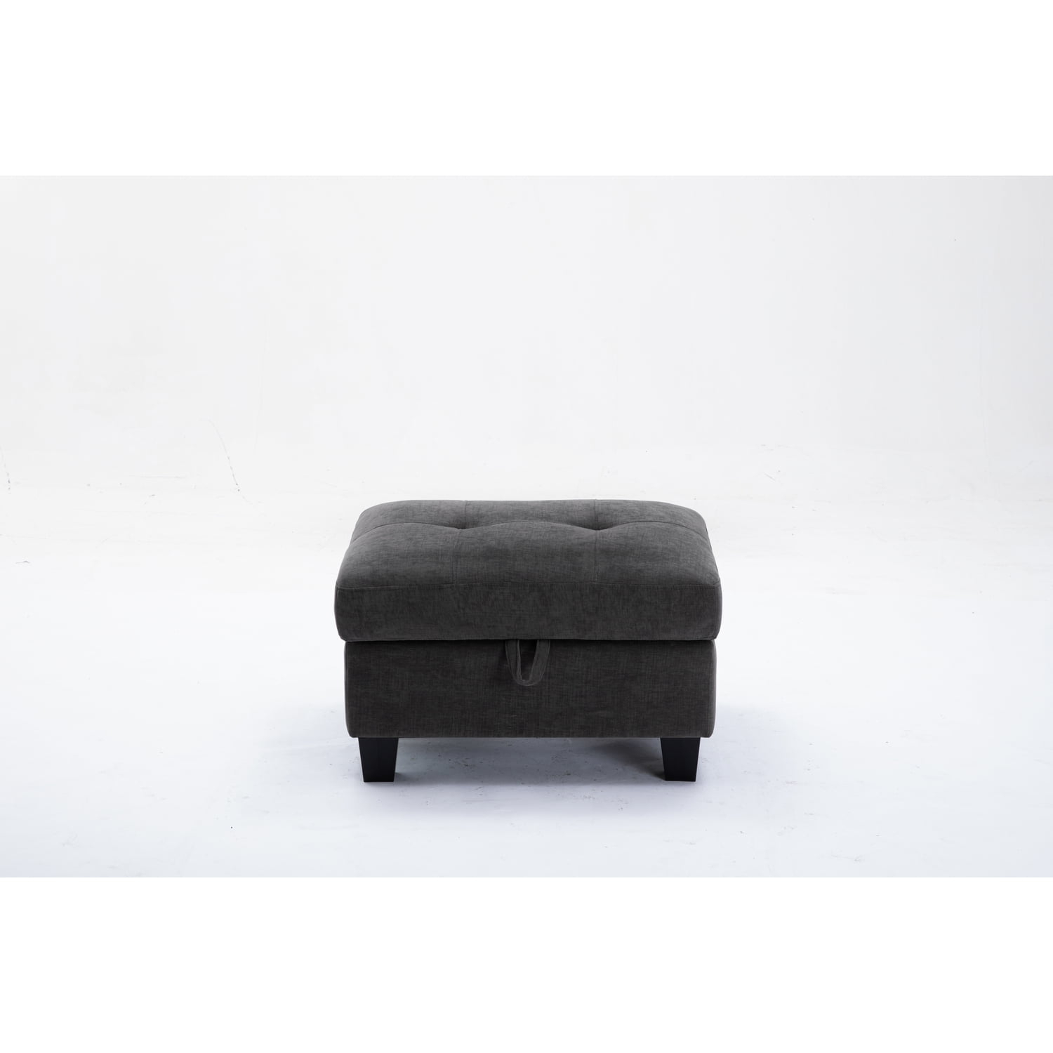 Alexent 1 pcs Sectional Sofa-Dark Gray Soft Fabric-Ottomen-Color:Dark Gray Sofa