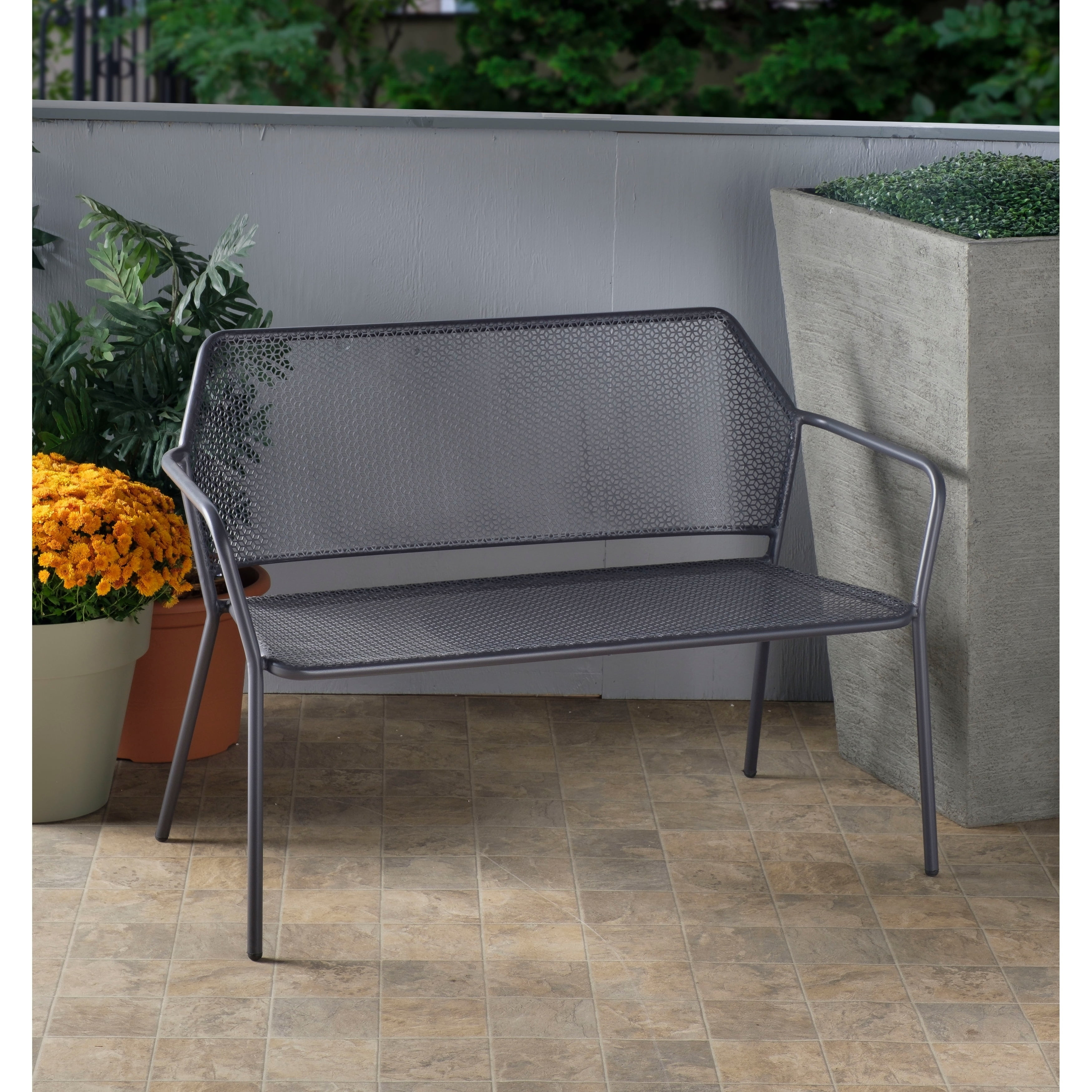 Alfresco Home Martini Patio Bench in Pencil Point