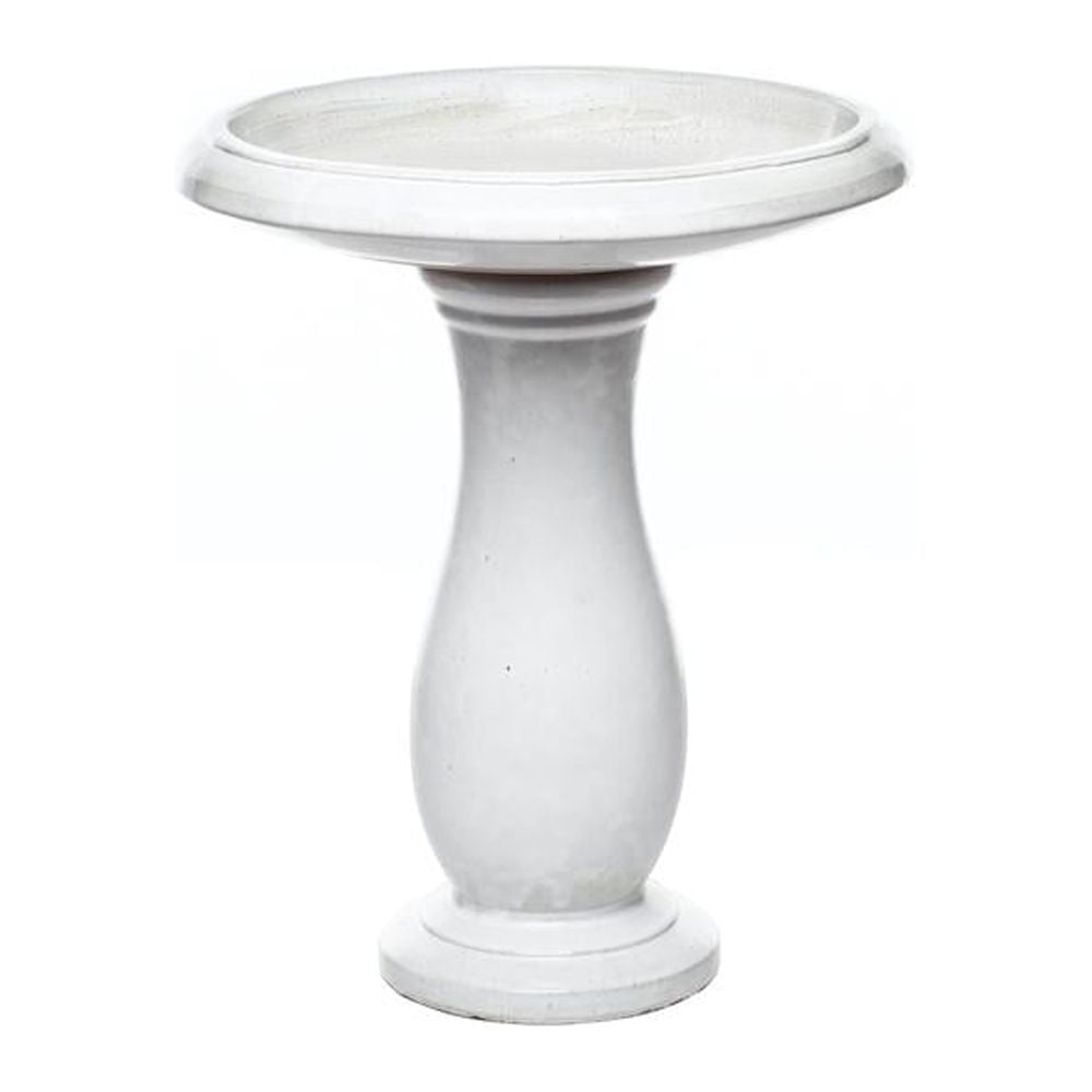 Alfresco Home Mayorca Handmade 2 Piece Ceramic Outdoor Bird Bath in White