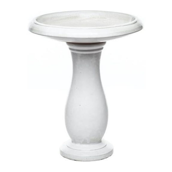 Alfresco Home Mayorca Handmade 2 Piece Ceramic Outdoor Bird Bath in White