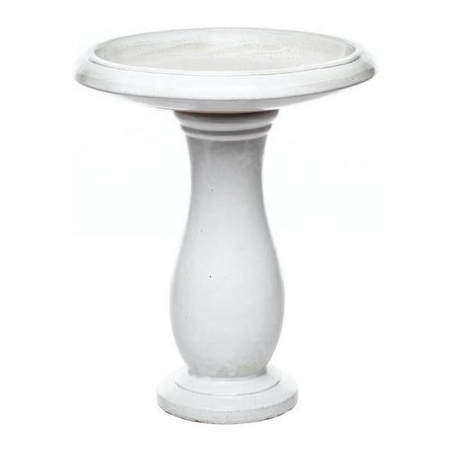 Alfresco Home Mayorca Handmade 2 Piece Ceramic Outdoor Bird Bath in White
