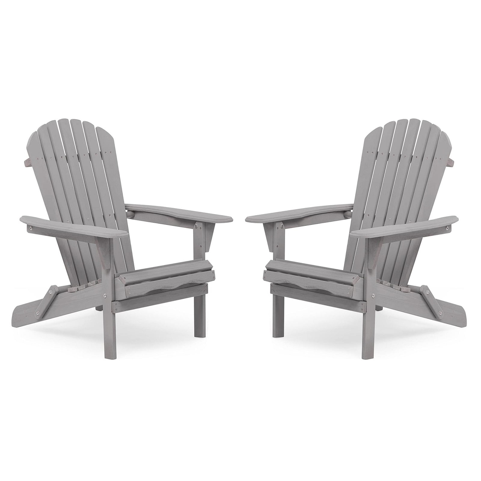 Triple Tree Wood Adirondack Folding Chairs - Set of 2, Gray