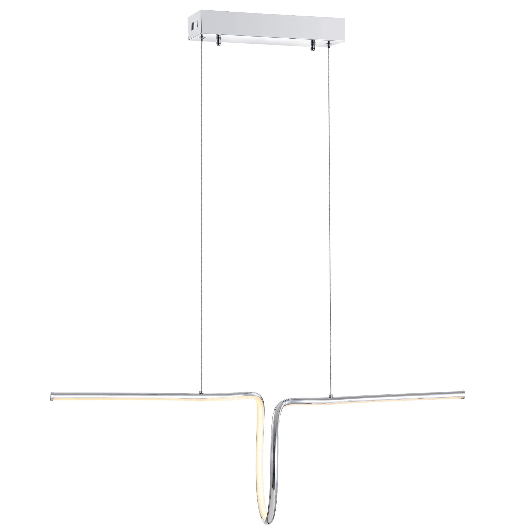 JONATHAN Y Ali 34.5" Dimmable Adjustable Integrated LED Metal Linear Pendant, Chrome