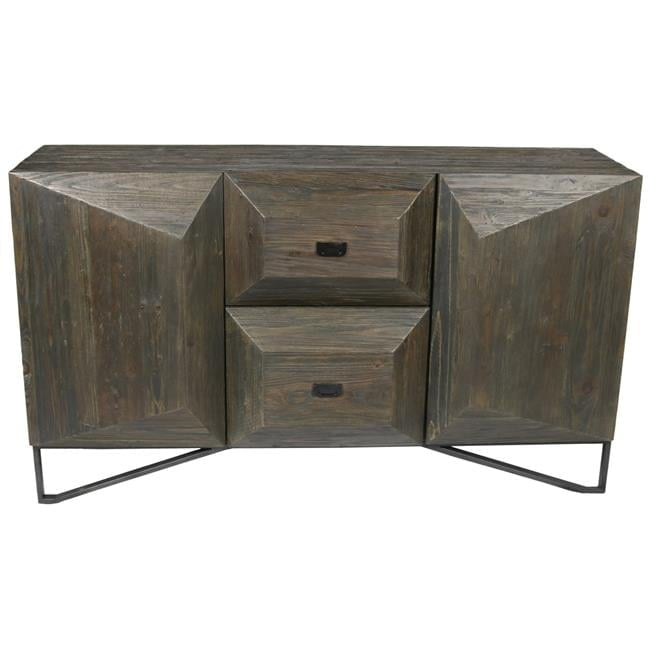 Aliso Holt Solid Wood 2 Door 2 Drawer Sideboard on Cast Iron Base in Brown