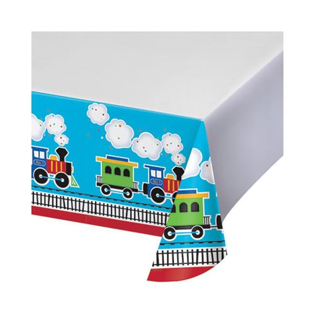 All Aboard Train 54" x 102" Plastic Tablecloth