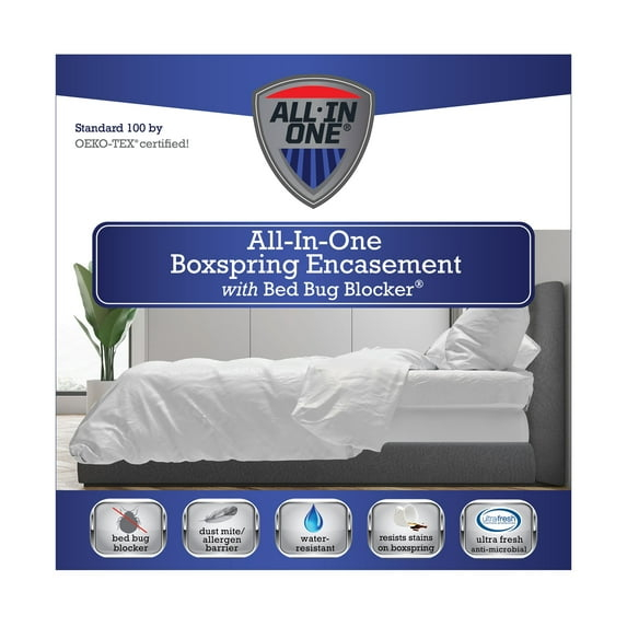 All-In-One Zippered Boxspring Protector with Bed Bug Blocker, Queen