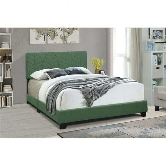 All-in-One Upholstered Green Bed Queen