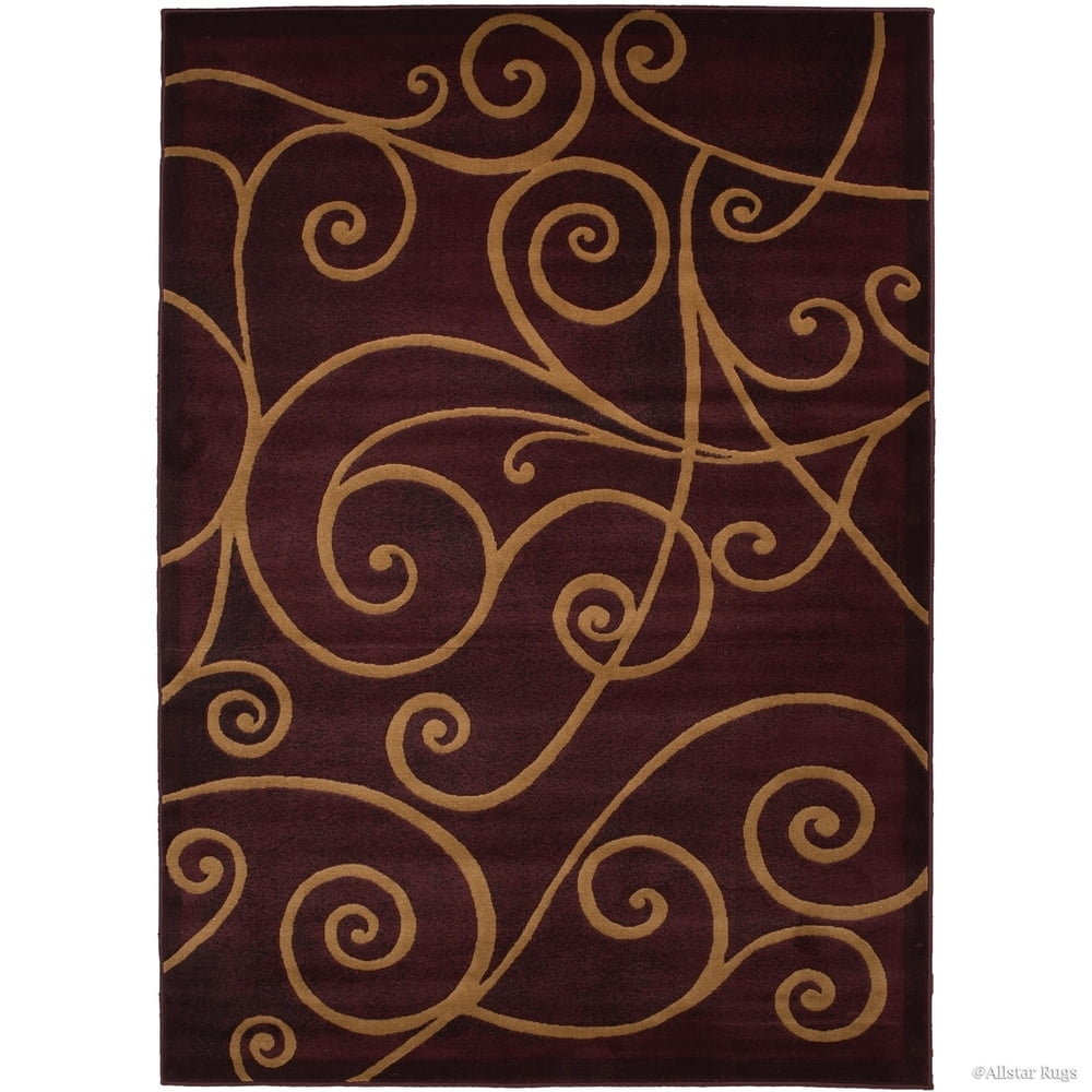 Allstar Rugs Allstar Modern Distressed Traditional Design Rug Burgundy 5' 2"x7' 1" Geometric 5' x 8' Traditional,Modern & Contemporary