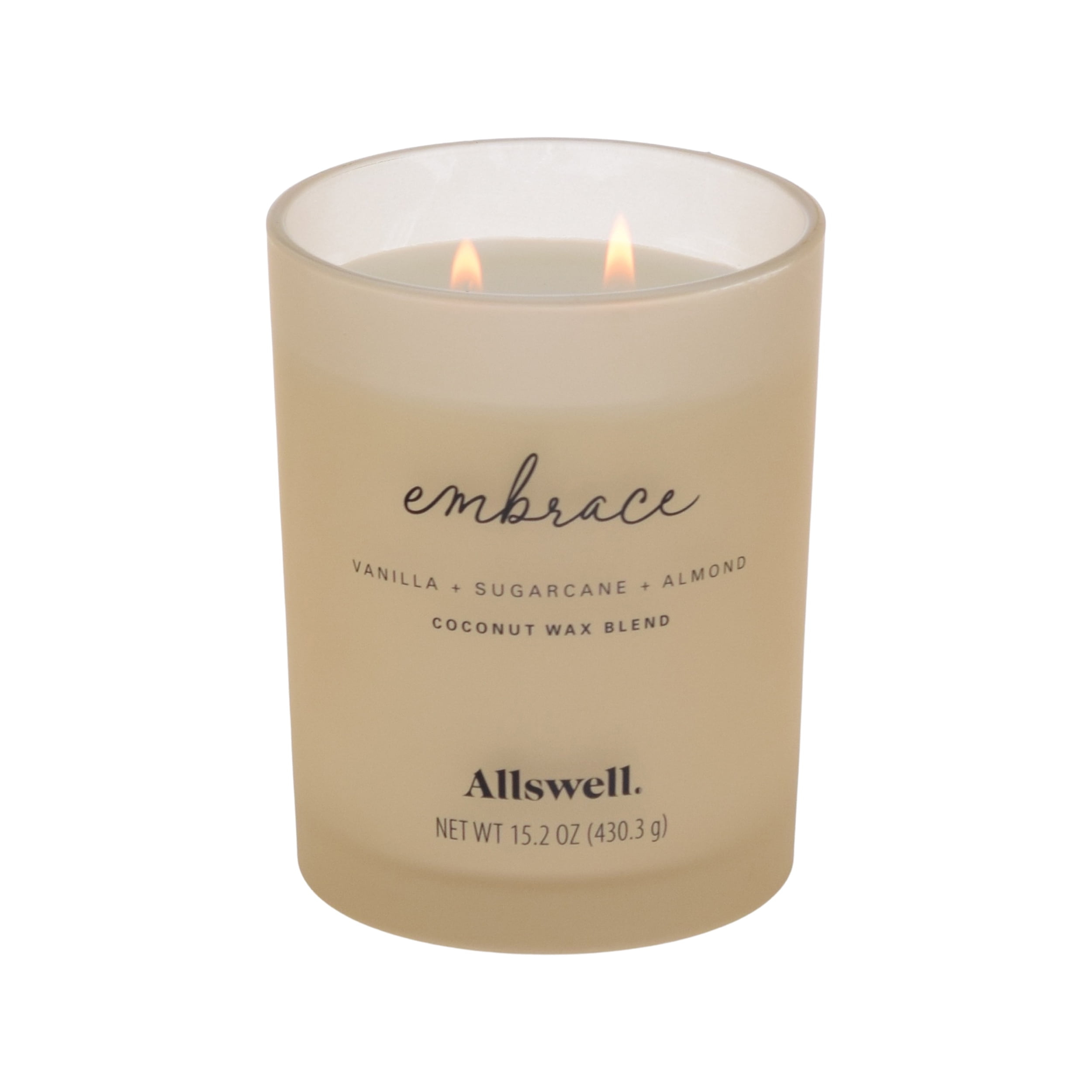 Allswell Embrace (Vanilla + Sugarcane + Almond) Scented 2-Wick 15oz Spa Jar Candle