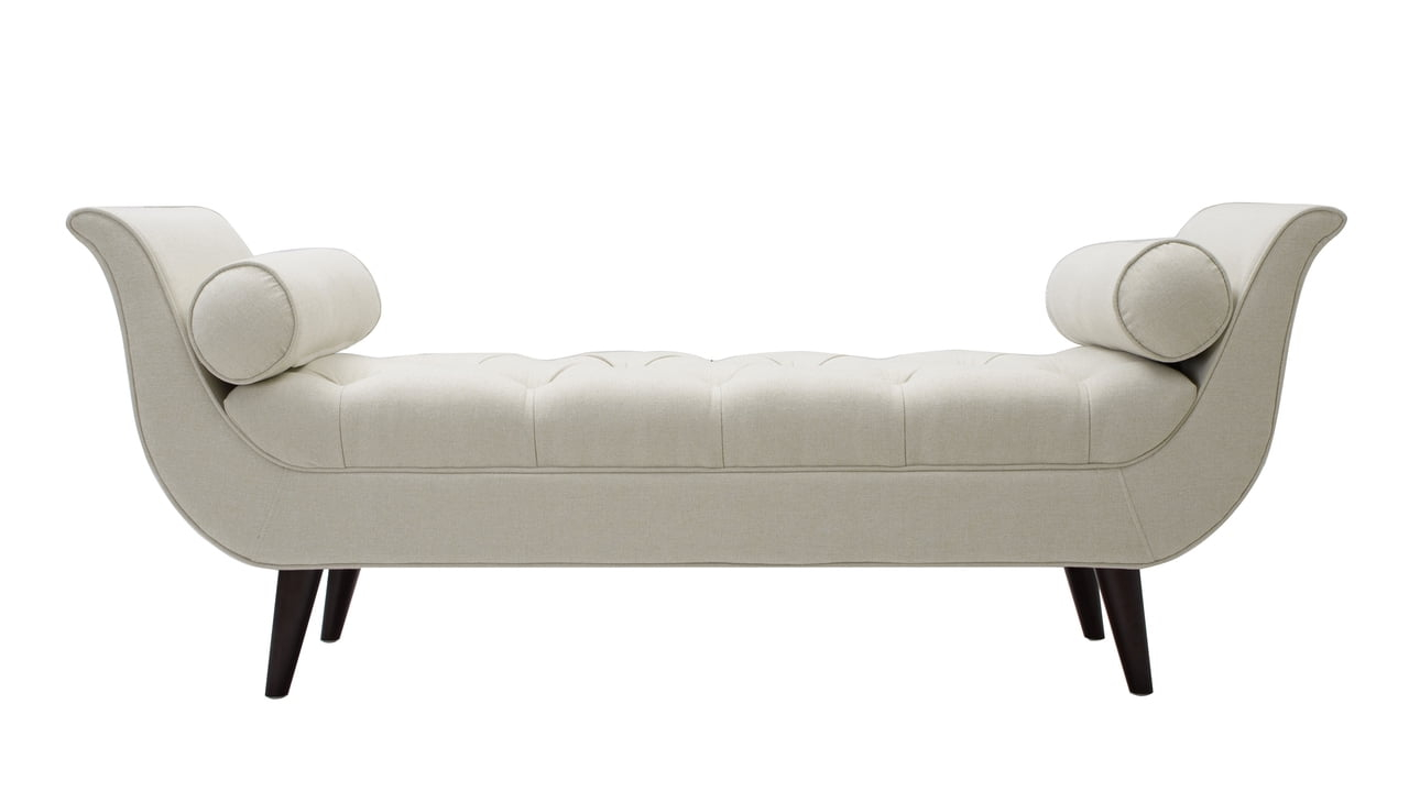 Alma Tufted Flare Arm Entryway Bench, Sky Neutral
