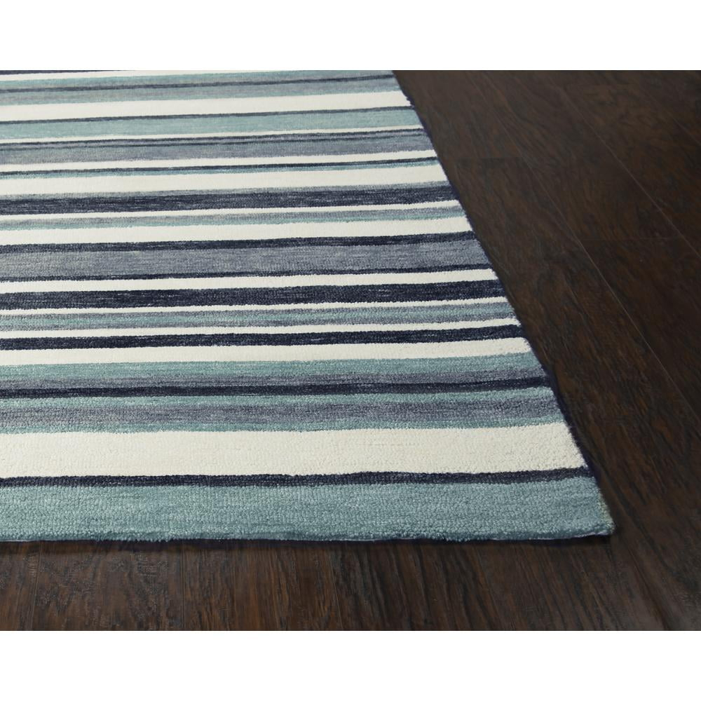 Alora Decor Bermuda 5'x7'6" Stripe Aqua/Gray/Ivory Hand-Tufted Area Rug