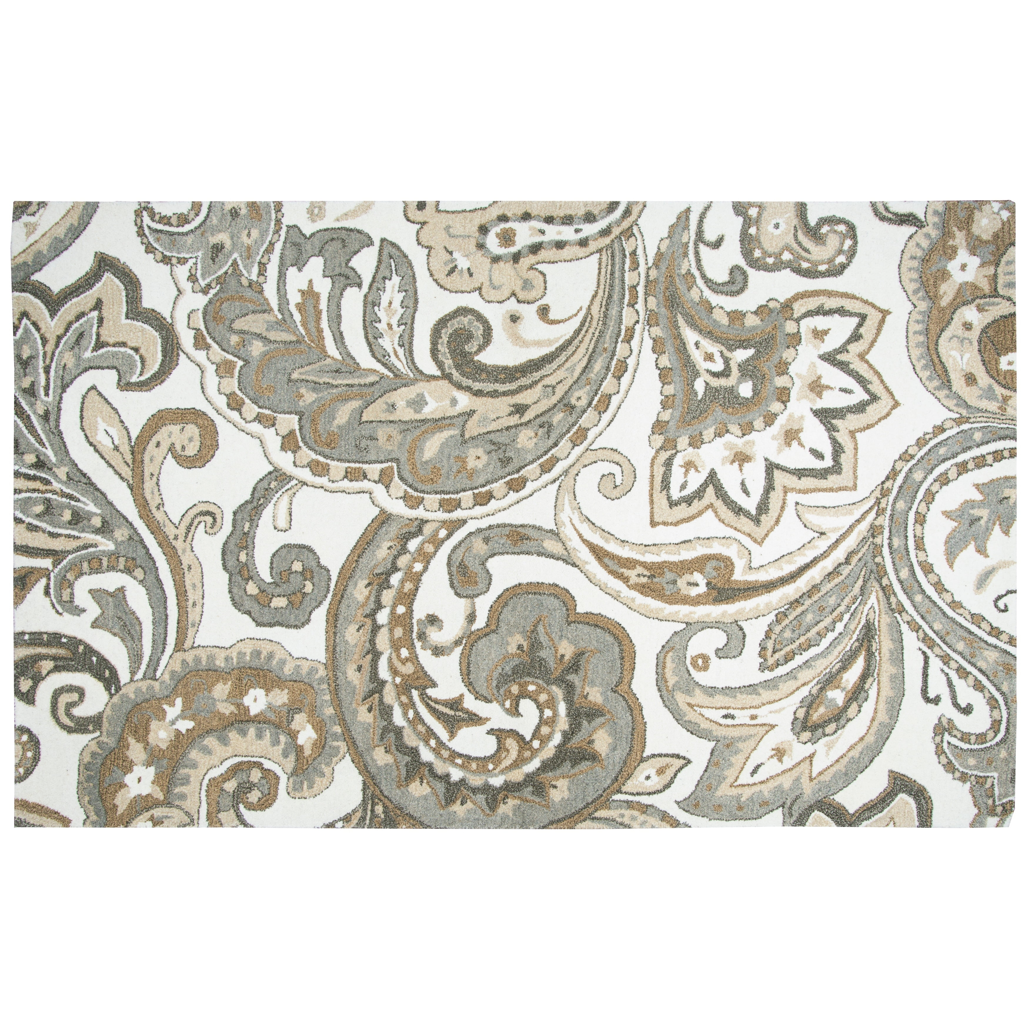 Alora Decor Makalu 5' x 8' Paisley Beige/Natural Hand-Tufted Area Rug