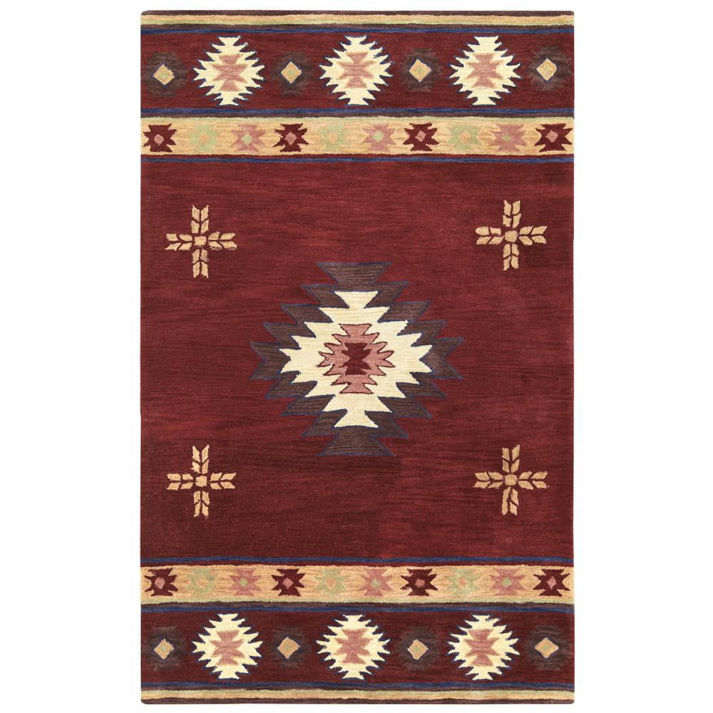 Alora Decor Ryder 6'6" x 9'6" Tribal Burgundy/Tan/Sage/Navy Hand-Tufted Rug