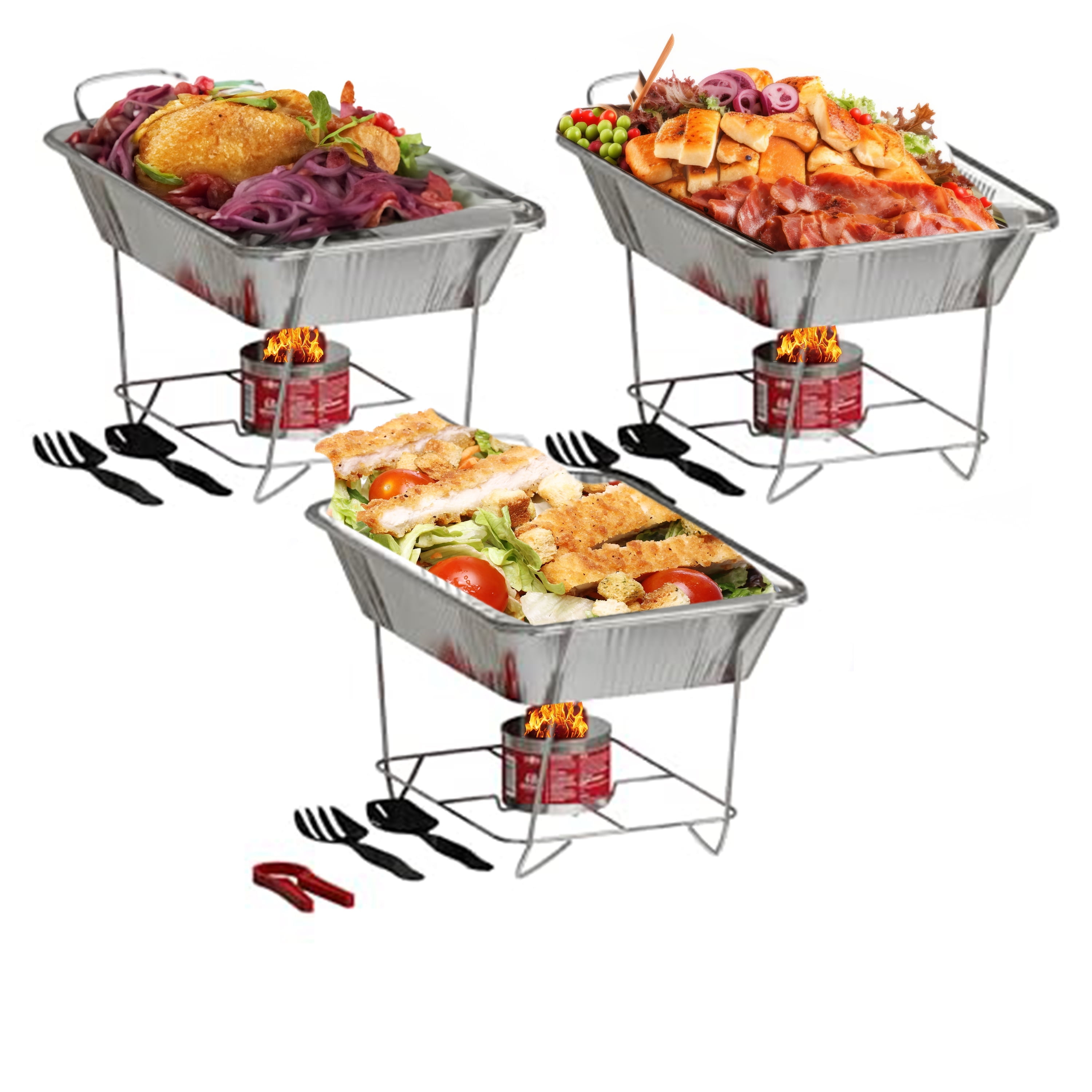 ALPHA LIVING Disposable Chafing Dish Buffet Set, Food Warmers for Parties, 6hr Fuel Cans Complete