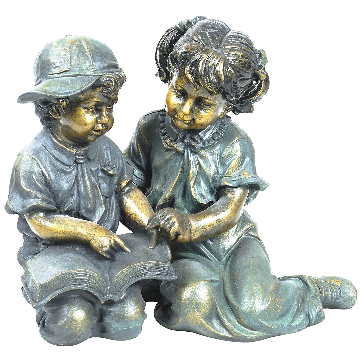 Alpine Corporation Girl and Boy Reading Statue Set, Includes 2 Statues