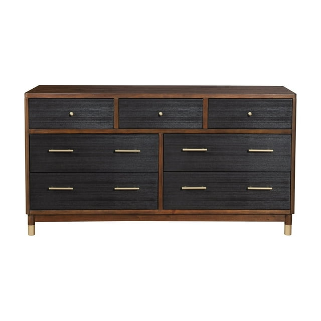 Alpine Furniture Belham 7 Drawer Wood Dresser in Dark Walnut (Brown)