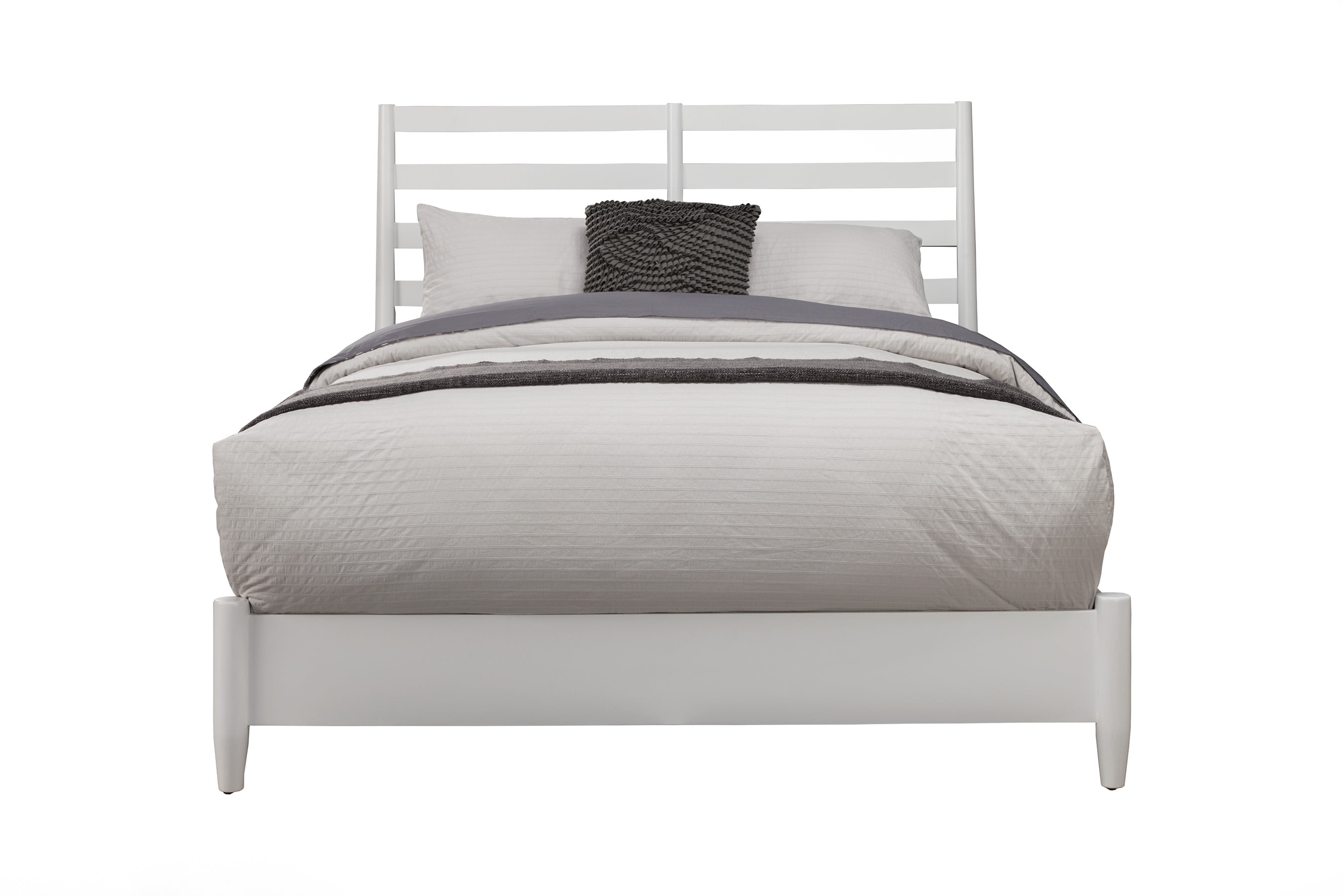 Alpine Furniture Flynn Queen Wood Bed in with Slat Back Headboard in White