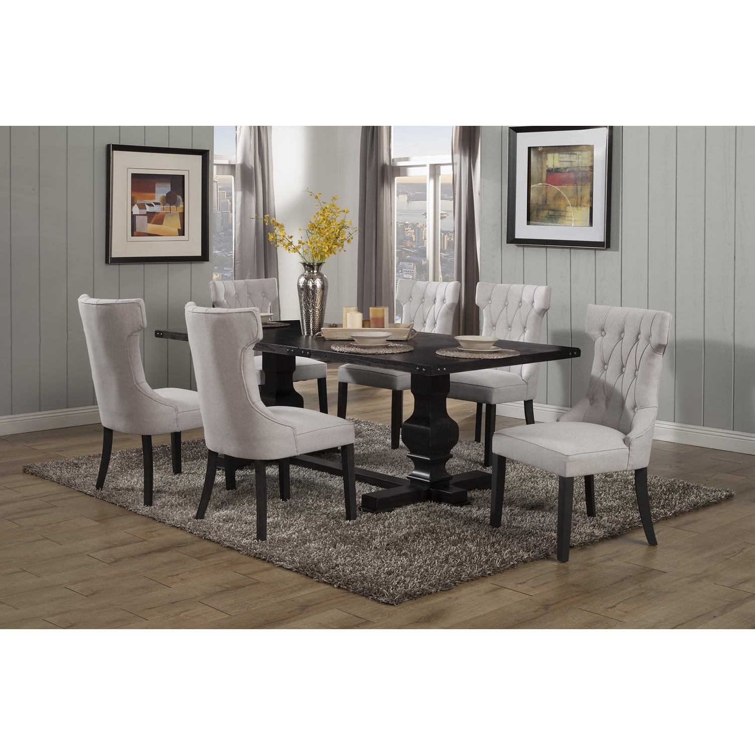 Alpine Furniture Manchester Wood Dining Table in Vintage Black