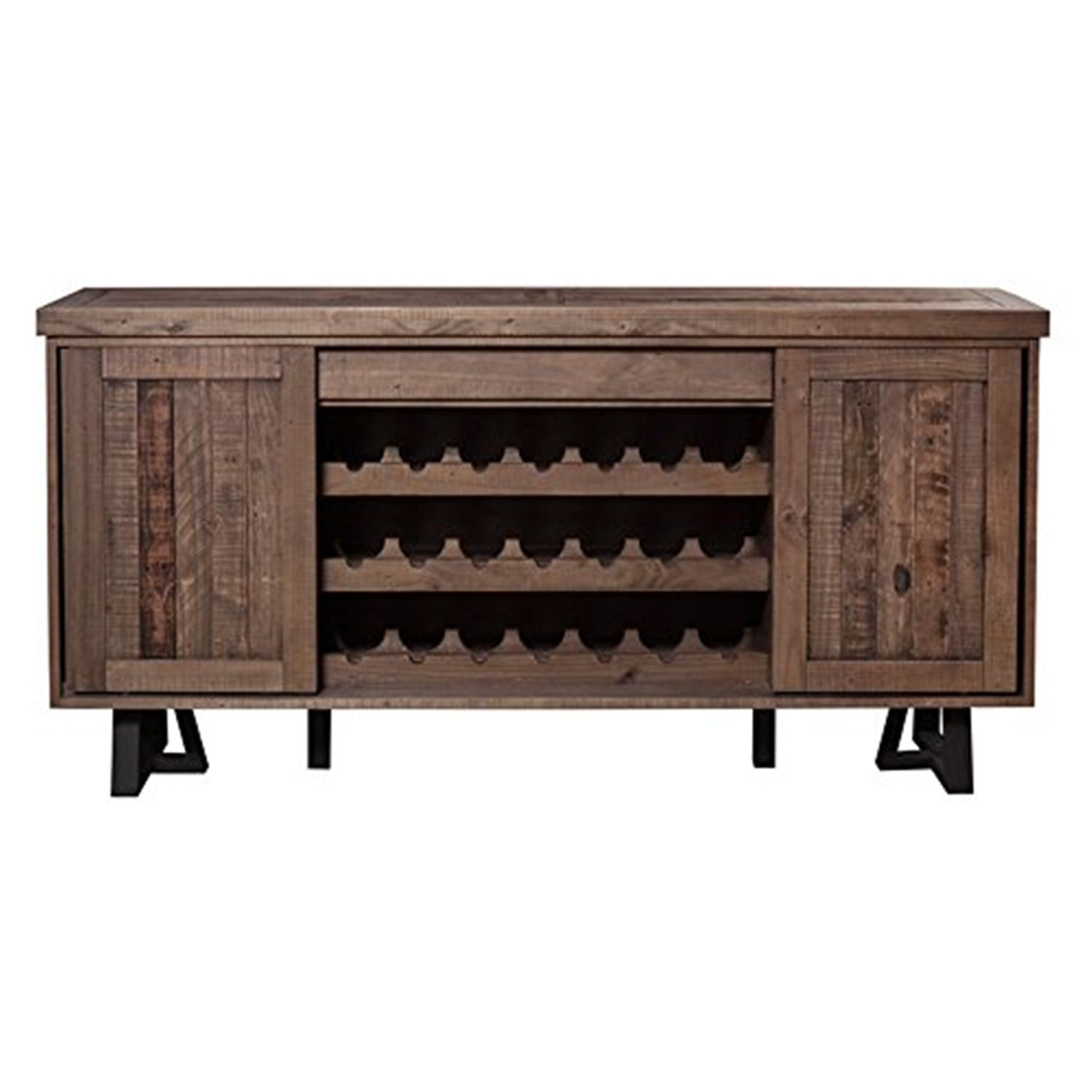 Alpine Furniture Prairie Wood Dining Sideboard with Wine Holder in Natural-Black