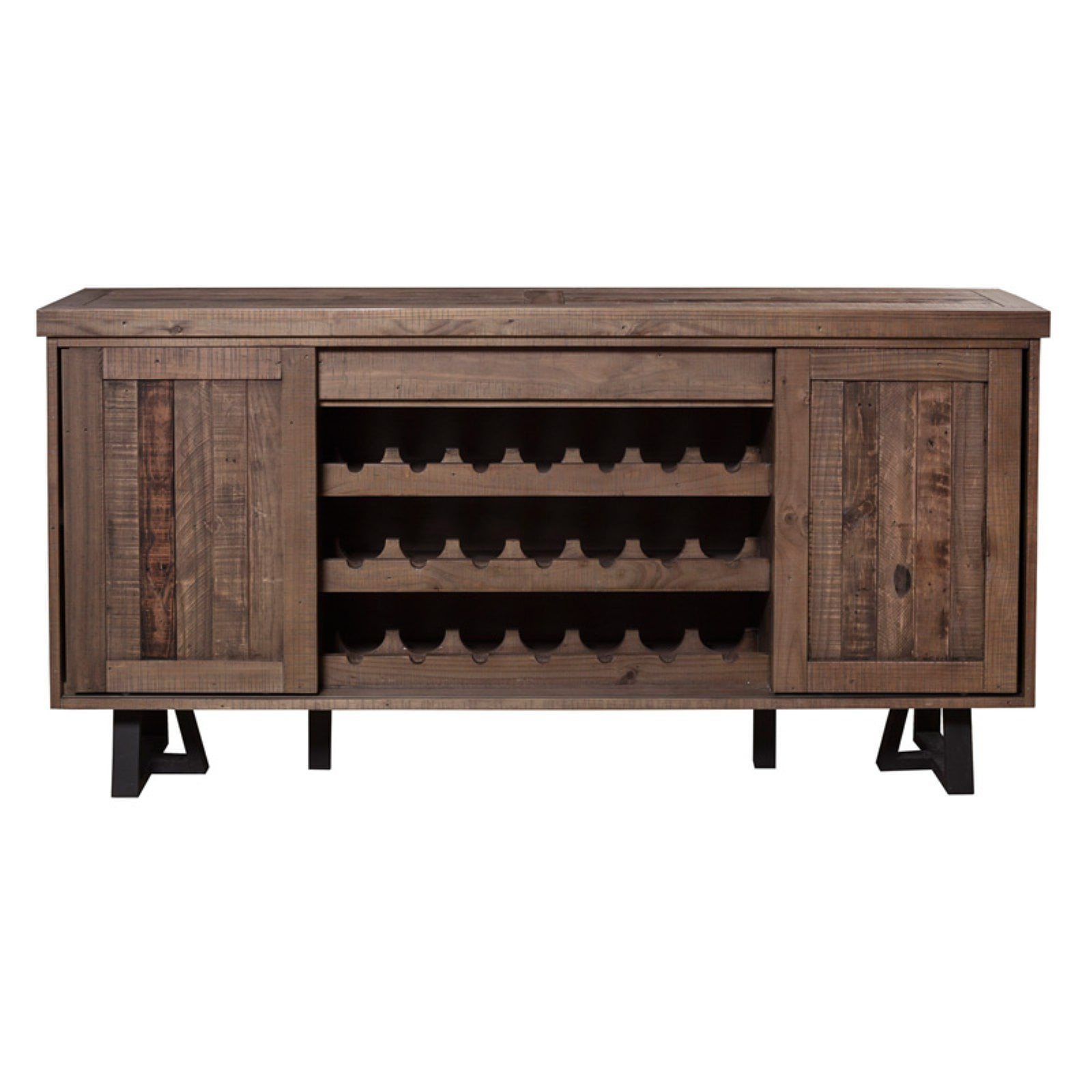 Alpine Furniture Prairie Wood Dining Sideboard with Wine Holder in Natural-Black