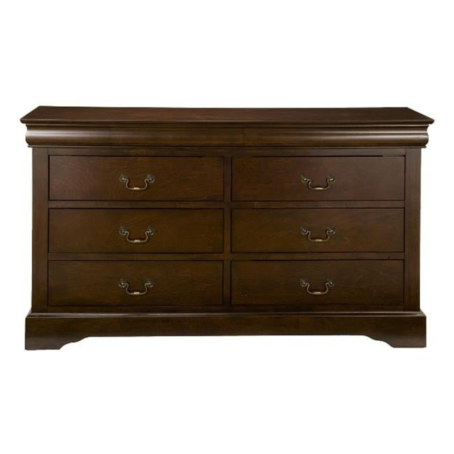 Alpine Furniture West Haven 6 Drawer Wood Dresser in Cappuccino (Brown)