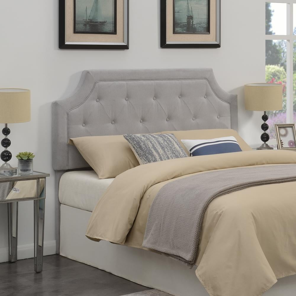 Alta Gray Microfiber Upholstered Diamond Tufted Queen Headboard