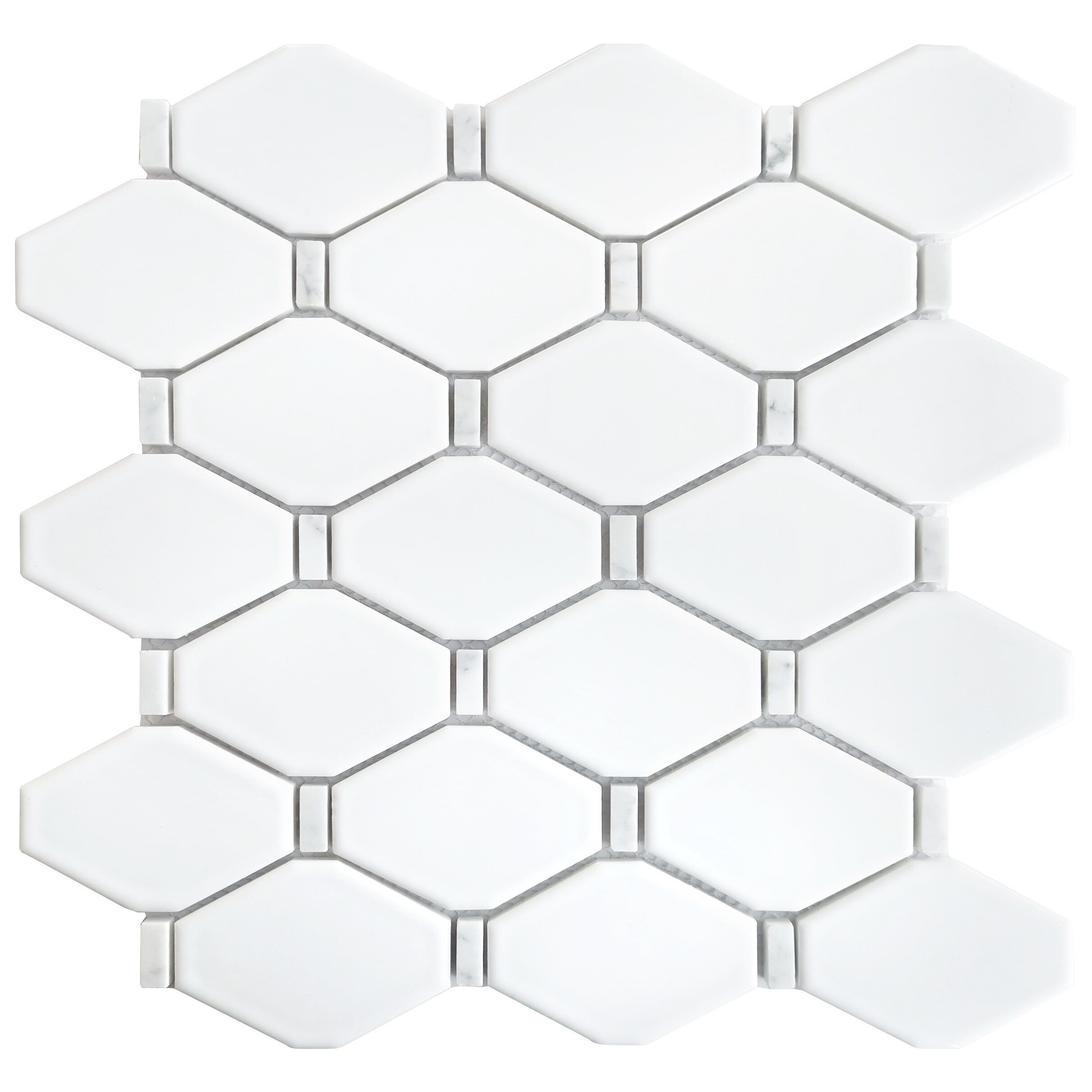 Altair  Badajoz Honeycomb Glass Mosaic Floor and Wall Tile White Sample