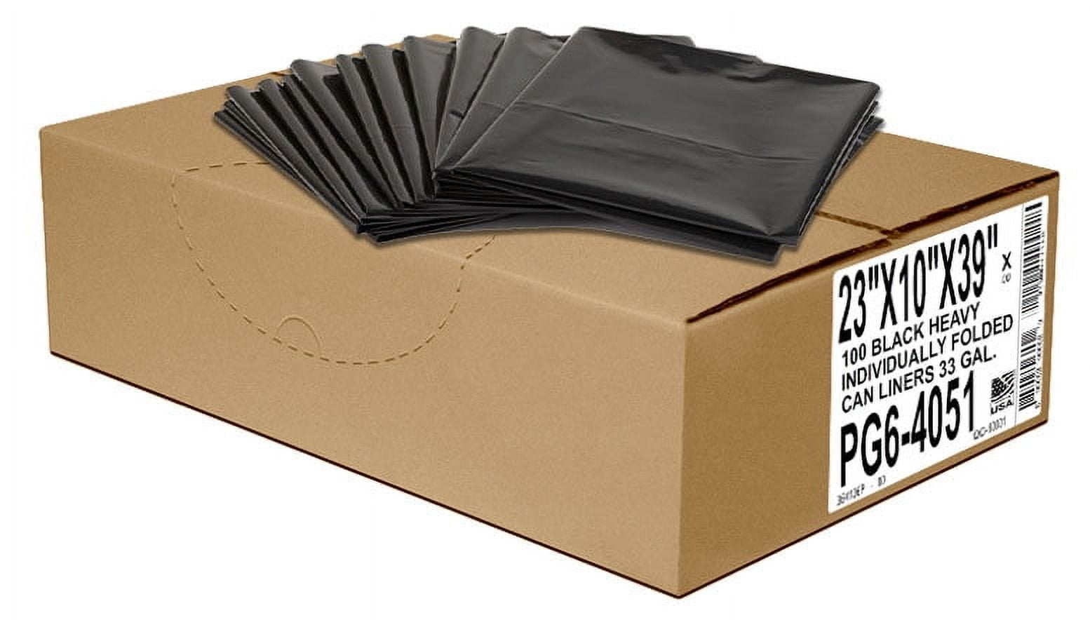 Aluf Plastics 33 Gal Black Heavy Duty Garbage Bags 1.5 Mil - 33"x 39" - Pack of 100 - For Contractor, Outdoor, Construction, & Storage