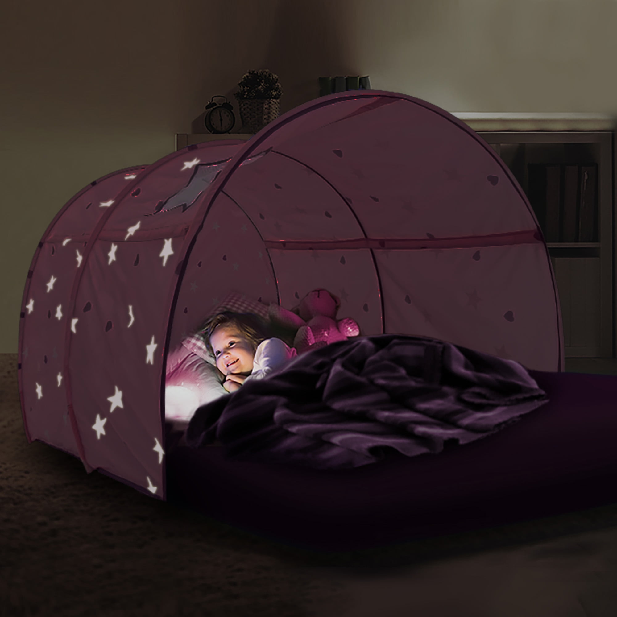 Alvantor Kids Up Bed Tent Playhouse Bed Canopy, Twin, Glow-in-the-dark Printing