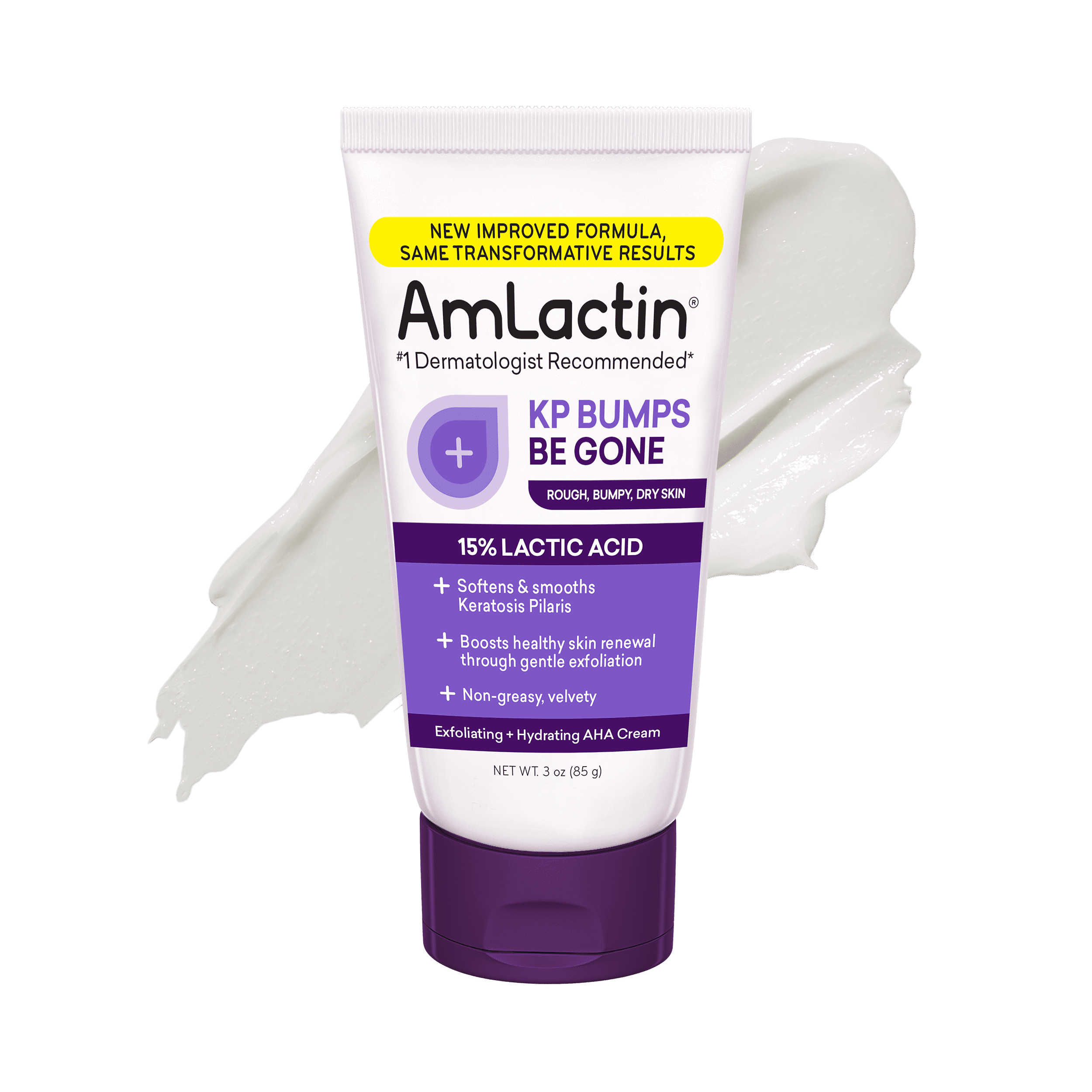 AmLactin KP Bumps Be Gone - 3 oz Keratosis Pilaris Moisturizing Cream with 15% Lactic Acid - Exfoliator and Moisturizer for Dry, Rough and Bumpy Skin (Packaging May Vary)