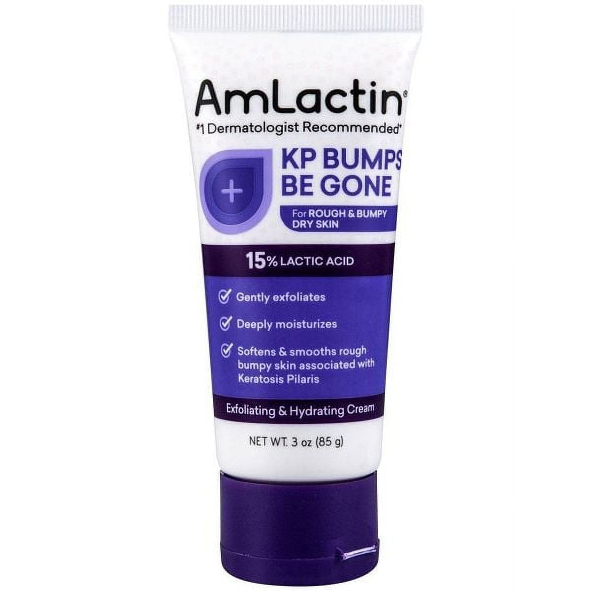 AmLactin KP Bumps Be Gone - 3 oz Keratosis Pilaris Moisturizing Cream with 15% Lactic Acid - Exfoliator and Moisturizer for Dry, Rough and Bumpy Skin (Packaging May Vary)