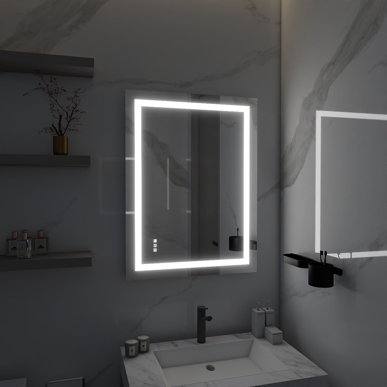 Dreamwerks Mariana 24" W x 32" H Rectangular LED Bathroom Mirror with Dimmer & Defogger