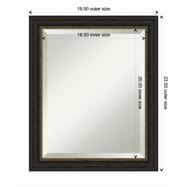 Amanti Art Accent Bronze Narrow Beveled Wood Wall Mirror 23.5 x 19.5 in.