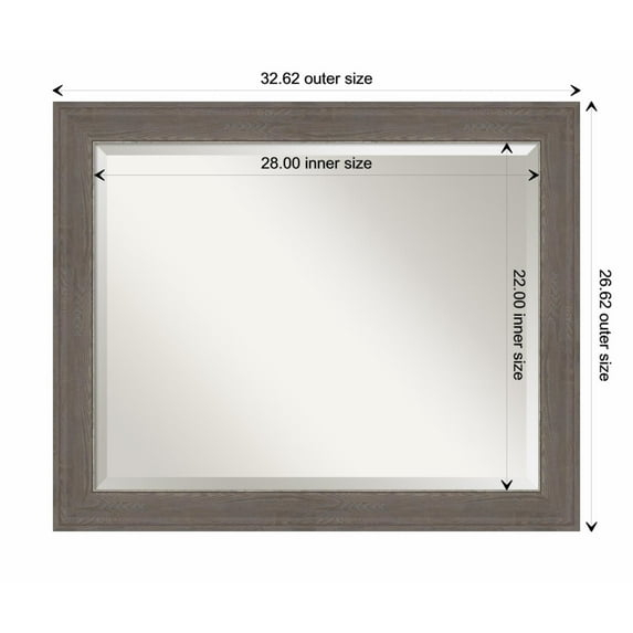 Amanti Art Alta Brown Grey Framed Wall Mirror - 20.62 x 24.62 in